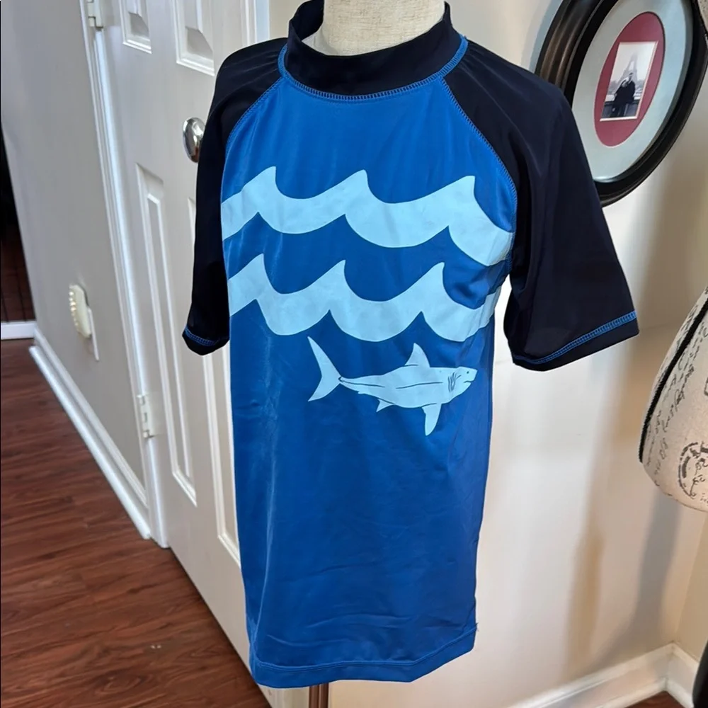 🦈 🌊Gymboree Blue & Navy Shark Graphic Swim Rashguard